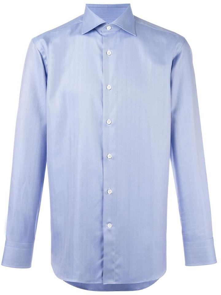 Canali Slim-fit Shirt, Men's, Size: 40, Blue, Cotton