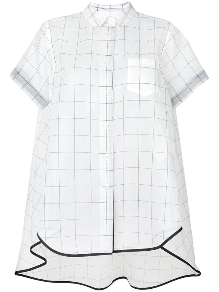 Sacai Grid Print Organza Shirt - White