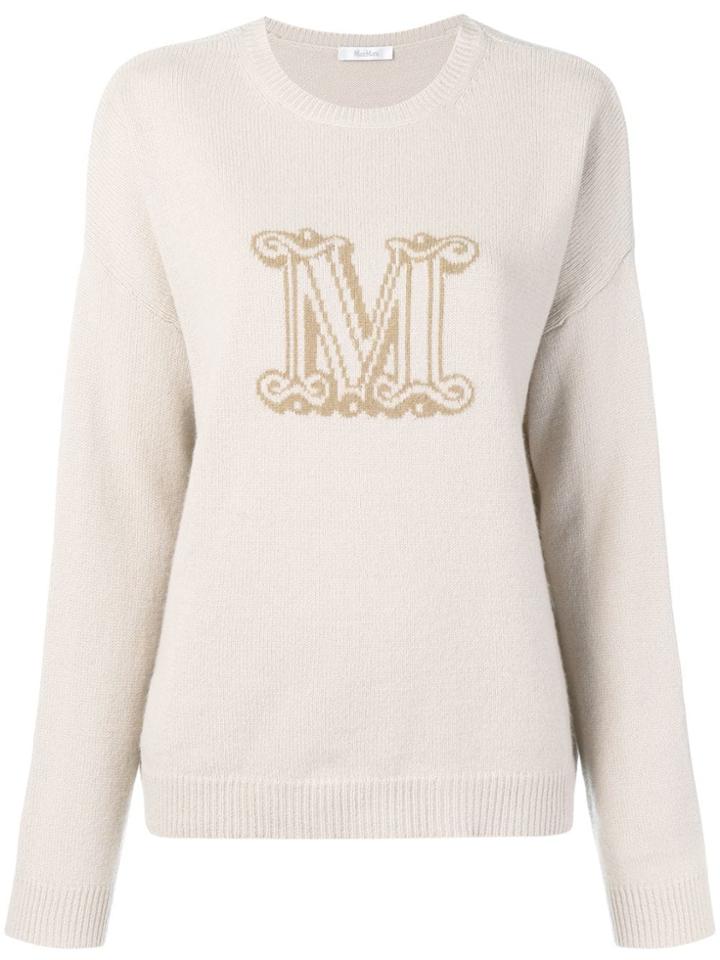 Max Mara Knitted Logo Sweater - Nude & Neutrals