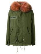 As65 - Oversized Collar Parka - Women - Cotton/leather/rabbit Fur/viscose - Xs, Green, Cotton/leather/rabbit Fur/viscose