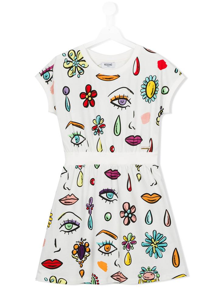 Moschino Kids - Face Print Sweatshirt Dress - Kids - Cotton - 14 Yrs, White