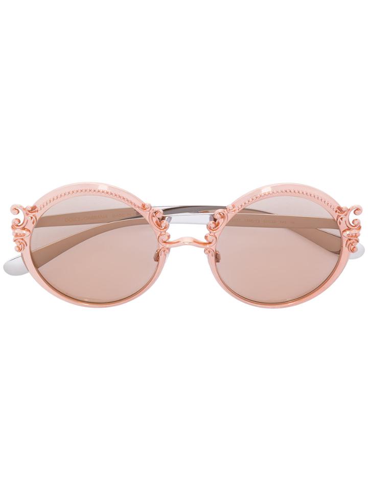 Dolce & Gabbana Eyewear Embellished Round Sunglasses - Yellow & Orange