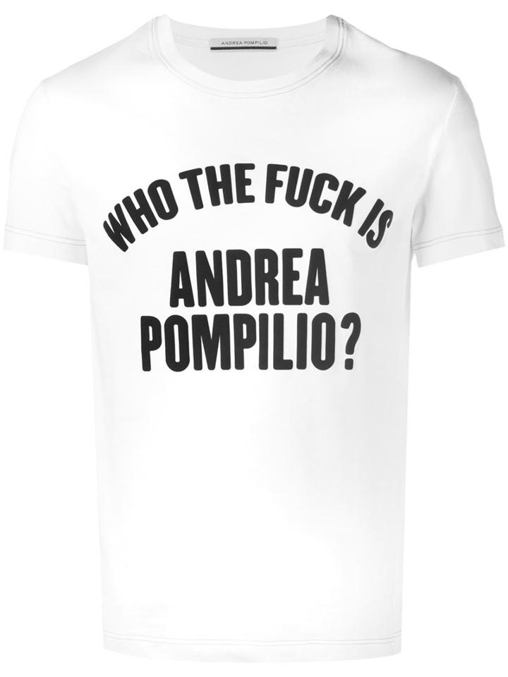 Andrea Pompilio 'who The Fuck Is' T-shirt, Men's, Size: 48, White, Cotton