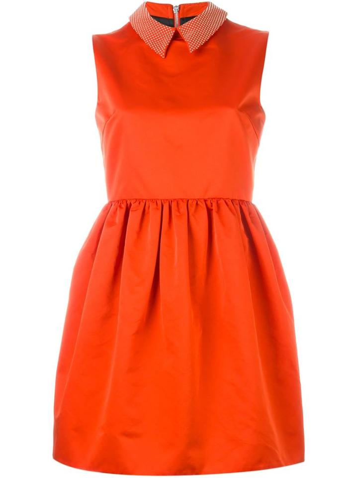 Mcq Alexander Mcqueen Studded Collar Party Dress, Women's, Size: 38, Red, Viscose/polyester