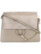 Chloé - Faye Shoulder Bag - Women - Calf Leather/calf Suede - One Size, Women's, Grey, Calf Leather/calf Suede