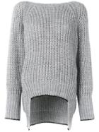 Nude Ribbed V-back Sweater - Grey