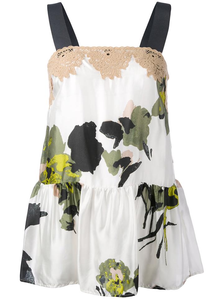 Twin-set - Printed Sun Top - Women - Cotton/polyester/viscose - 42, White, Cotton/polyester/viscose