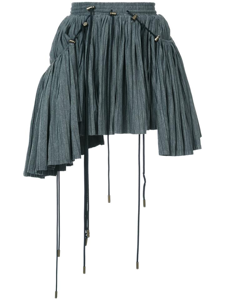 Y / Project Asymmeric Pleated Mini Skirt - Grey
