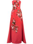 Carolina Herrera Floral Embroidered Evening Dress