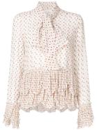 See By Chloé Printed Frill Pussybow Blouse - White