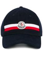 Moncler Logo Plaque Baseball Cap, Men's, Blue, Cotton/polyester
