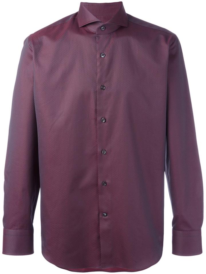 Canali Woven Pattern Shirt - Red