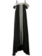 Vilshenko - Embroidered Off Shoulder Dress - Women - Silk - 10, Black, Silk