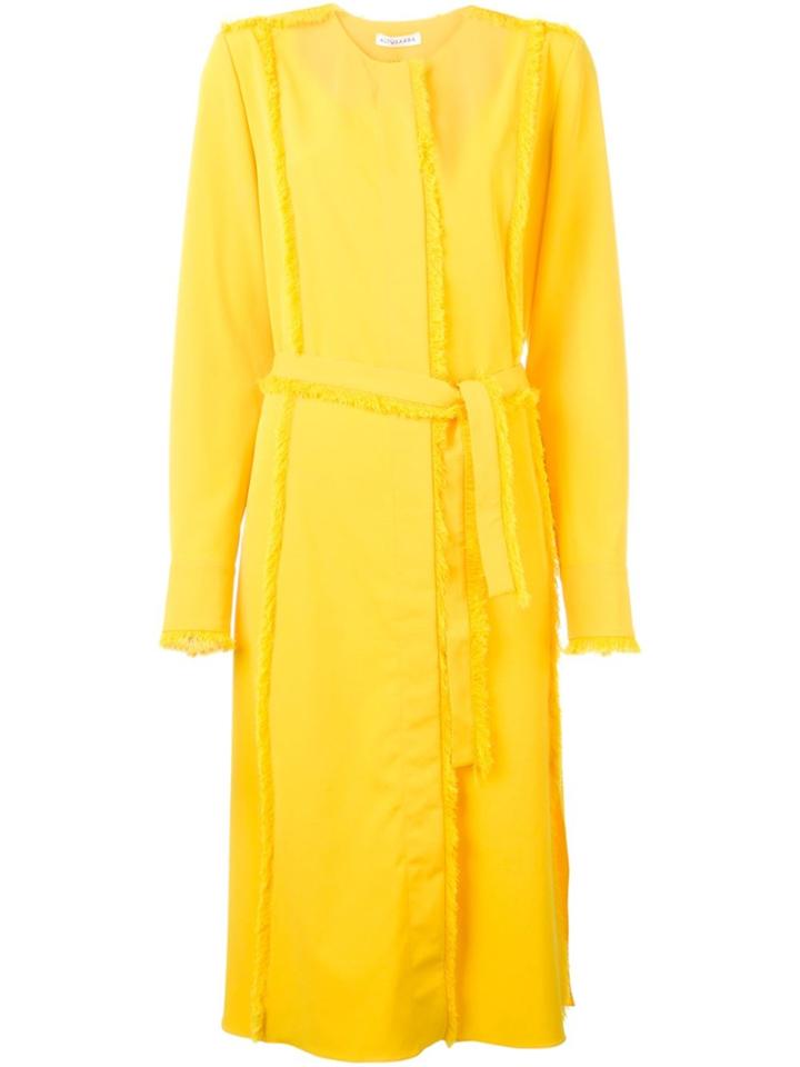 Altuzarra Frayed Detail Belted Midi Dress - Yellow & Orange