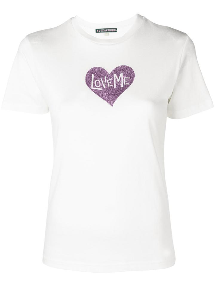 Alexa Chung Glitter Heart Print T-shirt - White