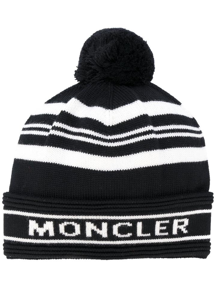 Moncler - Pom Pom Beanie - Men - Virgin Wool - One Size, Black, Virgin Wool
