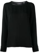 Vince Ribbed Collar Top, Women's, Size: Xs, Black, Silk