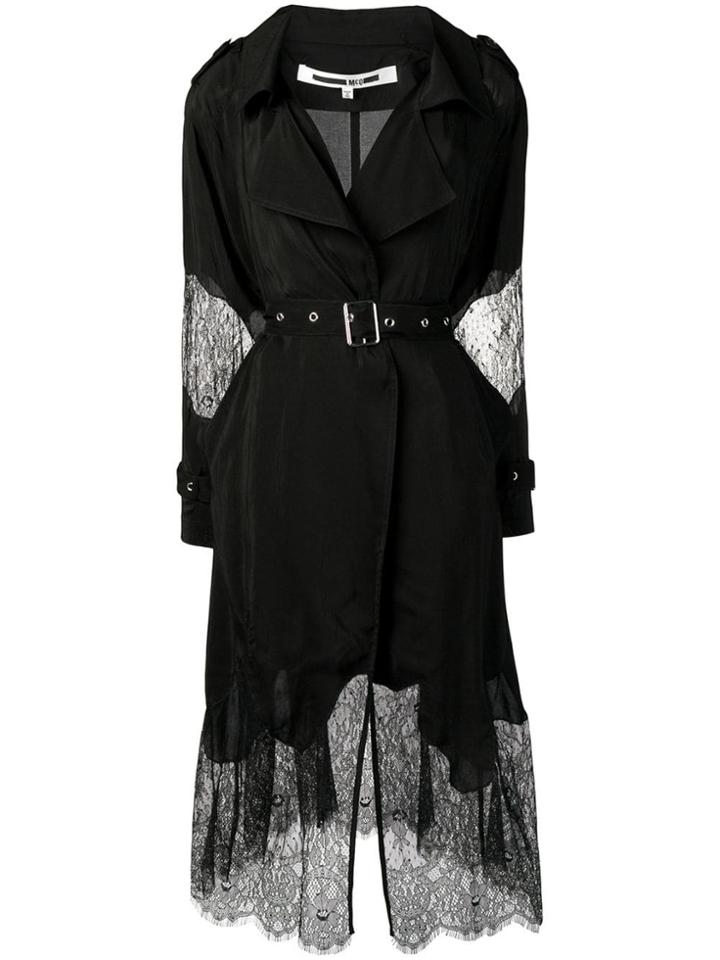 Mcq Alexander Mcqueen Lace Inserts Trench Coat - Black