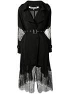 Mcq Alexander Mcqueen Lace Inserts Trench Coat - Black