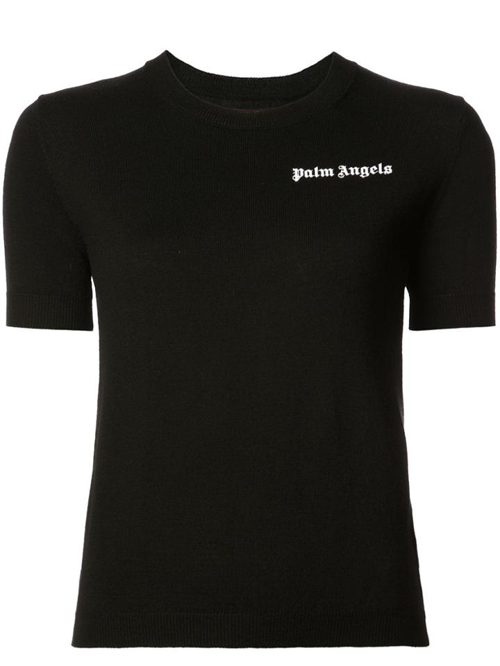 Palm Angels Logo Print Knitted Top - Black