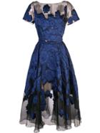 Oscar De La Renta Flared Floral Dress - Blue