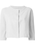 Harris Wharf London Three-quarter Sleeve Crop Cardigan, Women's, Size: 42, Grey, Cotton/polyamide