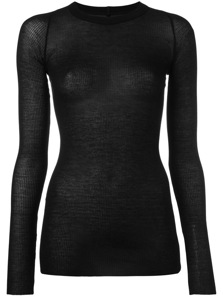 Rick Owens Sheer Fitted Top, Women's, Size: 38, Black, Viscose/silk