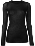 Rick Owens Sheer Fitted Top, Women's, Size: 38, Black, Viscose/silk