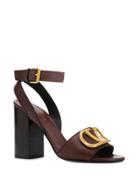 Valentino Valentino Garvani Logo Block Heel Sandals - Brown