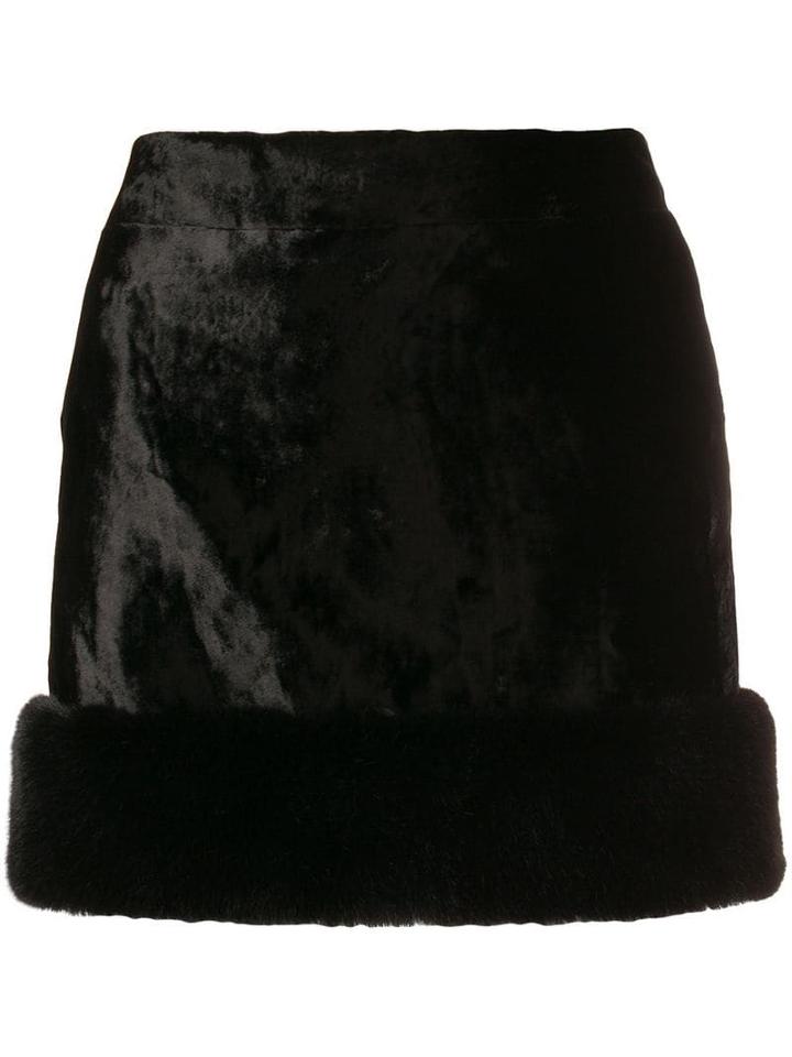 Saint Laurent Faux Fur Mini Skirt - Black