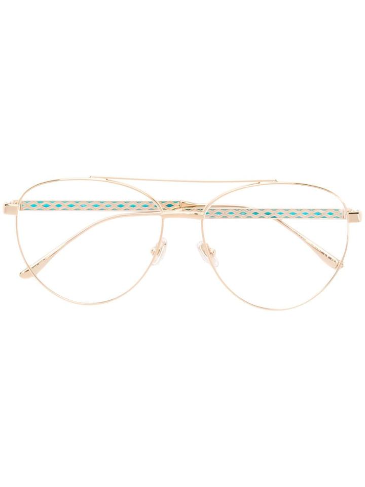 Jimmy Choo Eyewear Aviator Frame Glasses - Gold