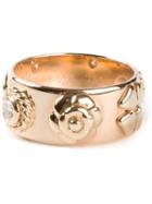 Chanel Vintage Embossed Floral Motif Ring