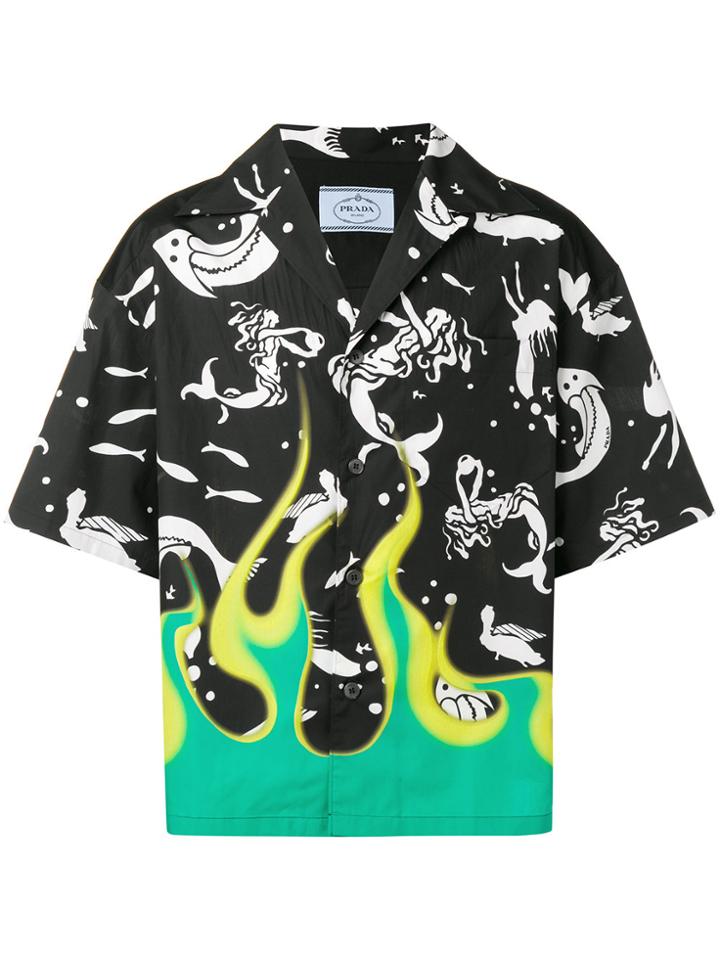 Prada Cuban Collar Mermaid Shirt - Black