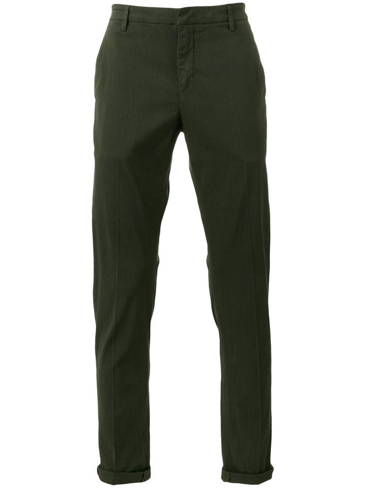 Dondup Cropped Chino Trousers, Men's, Size: 30, Green, Cotton/viscose/spandex/elastane