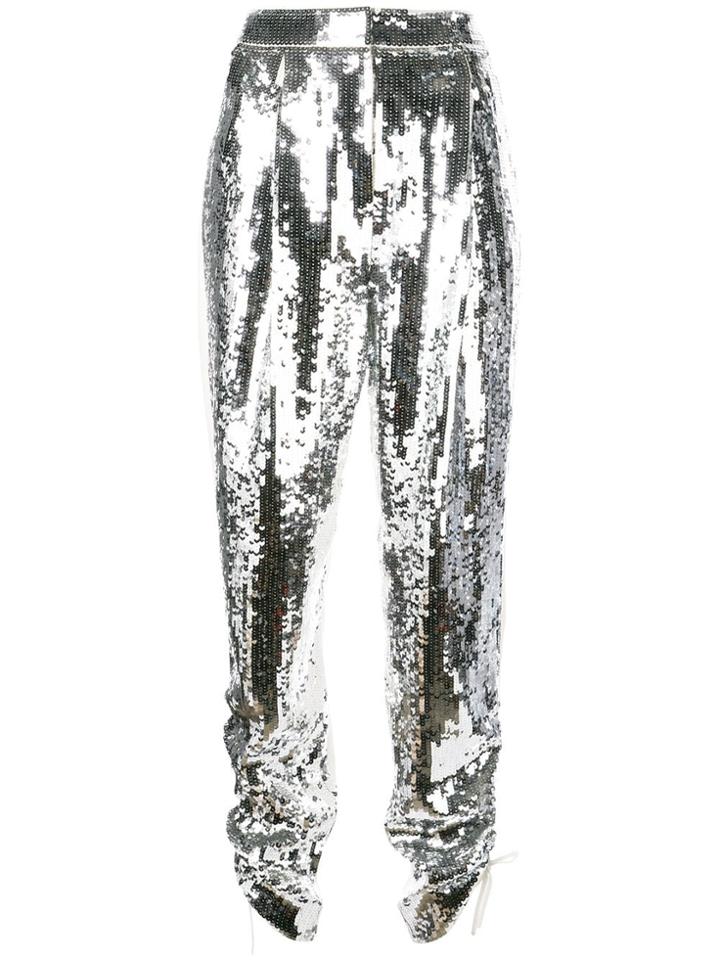 Tibi Avril Sequinned Trousers - Silver