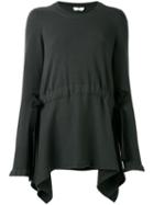 Fendi - Asymmetrical Lace-up Detail Pullover - Women - Cotton/viscose/cashmere - 42, Green, Cotton/viscose/cashmere