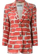 Moschino Vintage Brick Print Blazer, Women's, Size: 40, Red