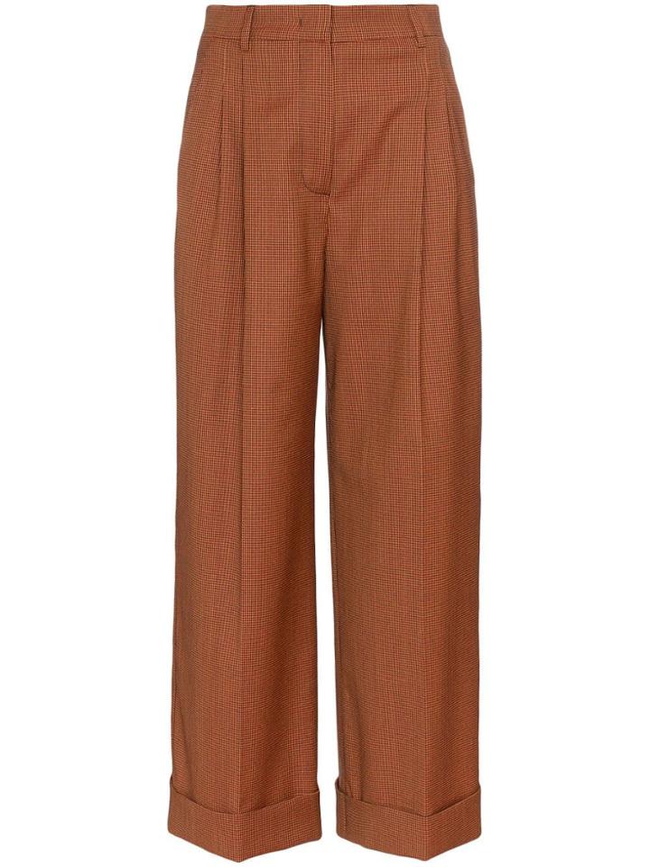 Fendi Micro-houndstooth Cropped Trousers - Brown