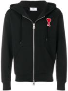 Ami Alexandre Mattiussi Zipped Ami De Coeur Hoodie - Black