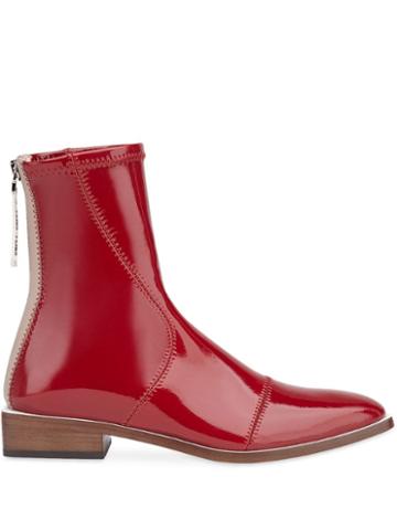 Fendi High-shine Ankle Length Boots - Red