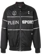 Plein Sport Slogan Print Bomber Jacket - Black