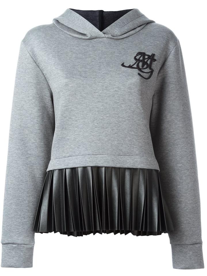Msgm Pleated Hem Hoodie
