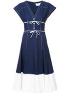 Carolina Herrera Lace-up Detailing Flared Dress - Blue