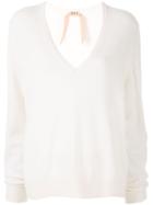 Nº21 V-neck Relaxed Jumper - White