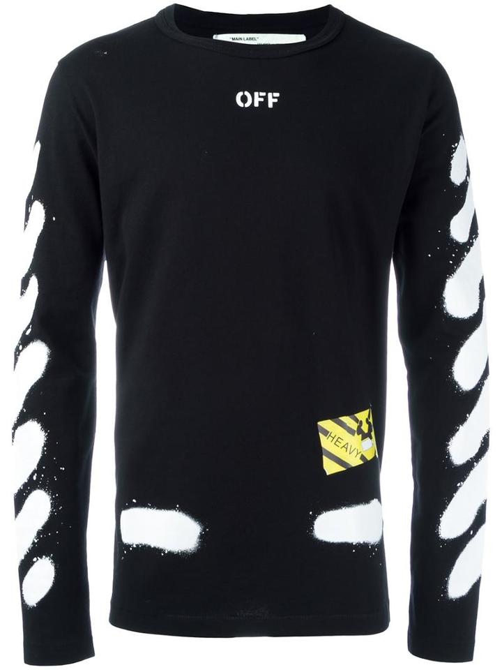 Off-white 'diag Spray' T-shirt, Men's, Size: Large, Black, Cotton