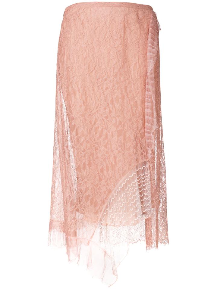 3.1 Phillip Lim Lace Embroidered Midi Skirt - Pink & Purple
