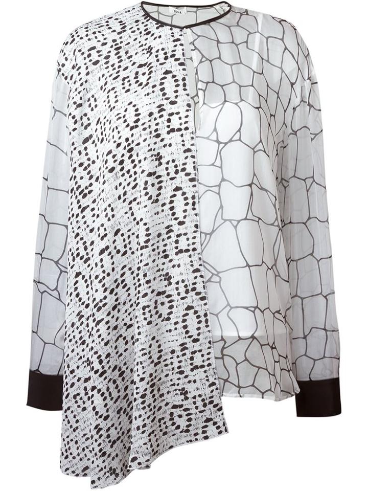 Issa Asymmetric Panel Printed Blouse