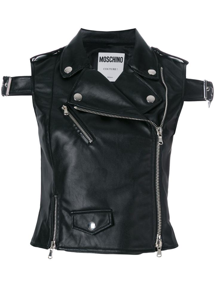 Moschino Buckled Biker Gilet - Black