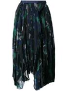 Sacai Asymmetric Micro Pleated Skirt - Blue