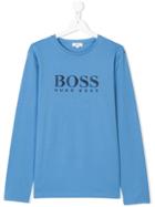 Boss Kids Logo Print Long-sleeve T-shirt - Blue